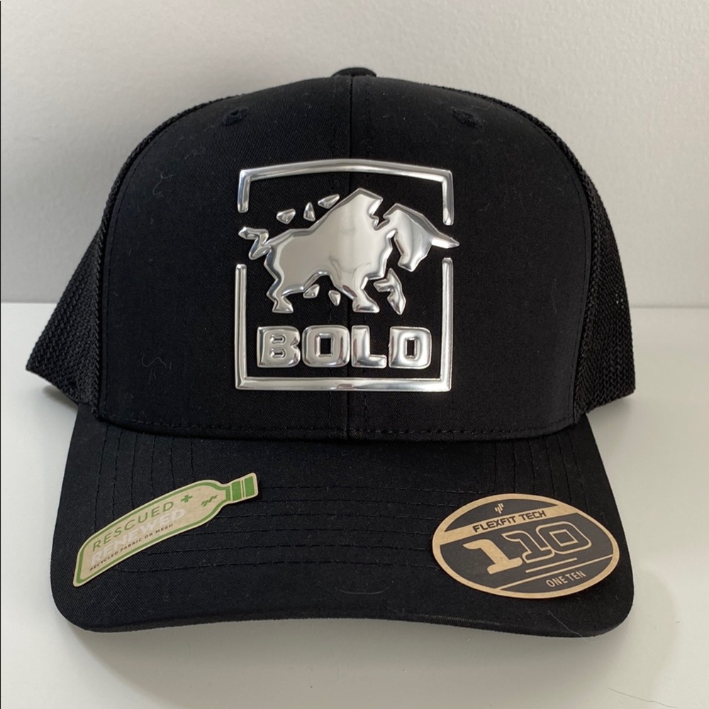 Black Flexfit Cap with Silver Logo
